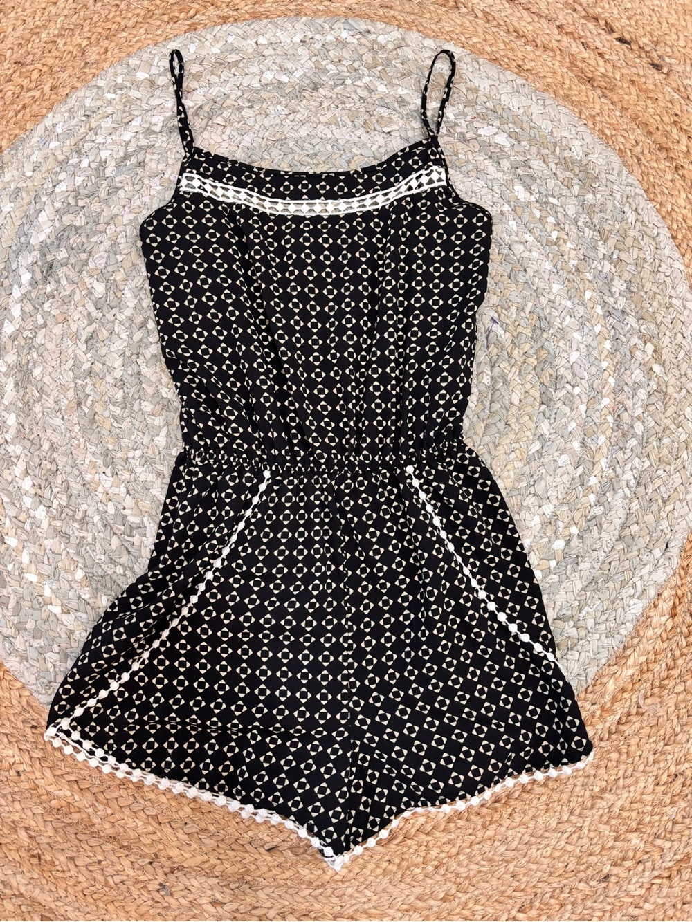 Love Tree Black & White Printed Romper